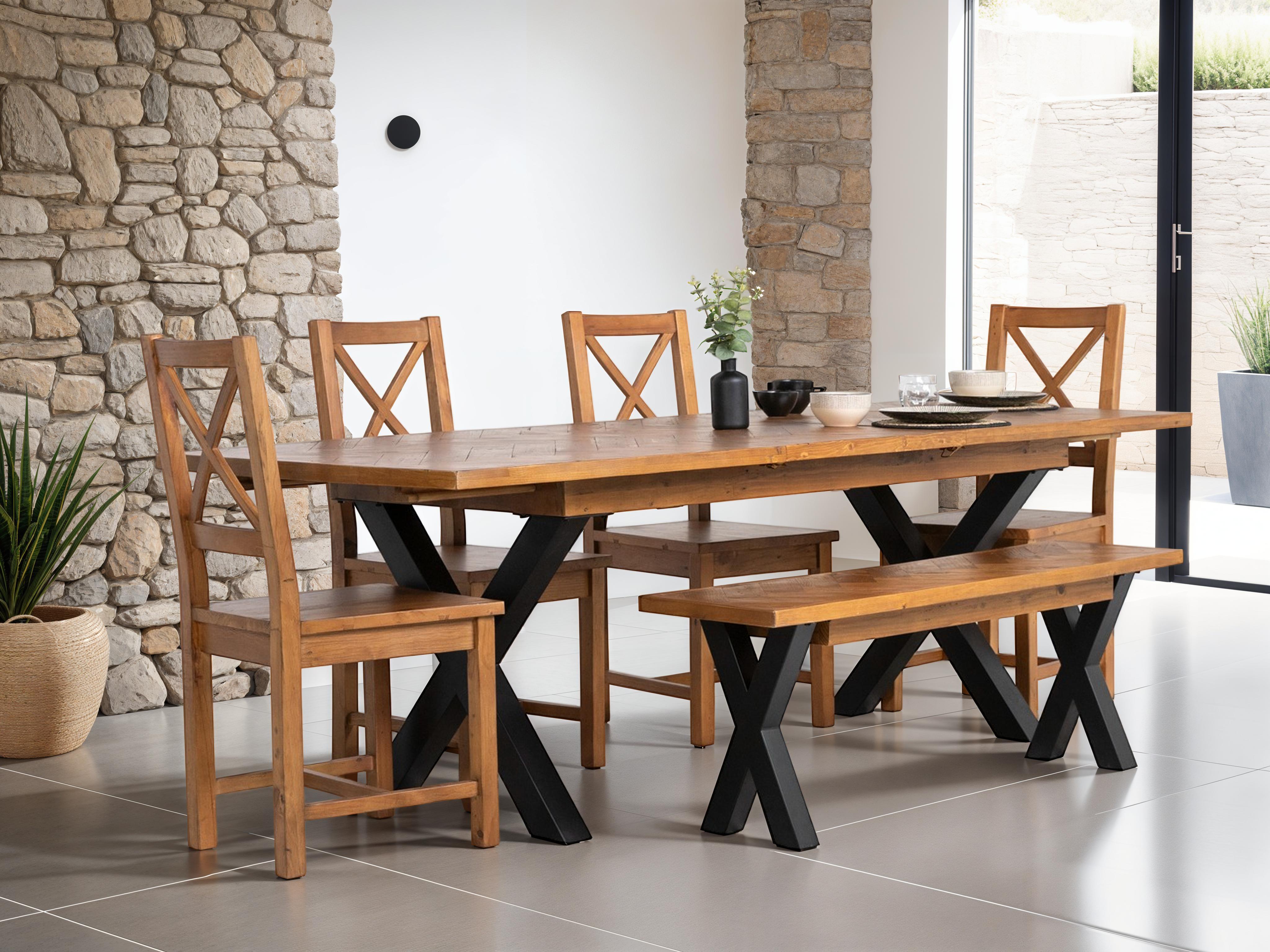 Dining table with chairs and bench