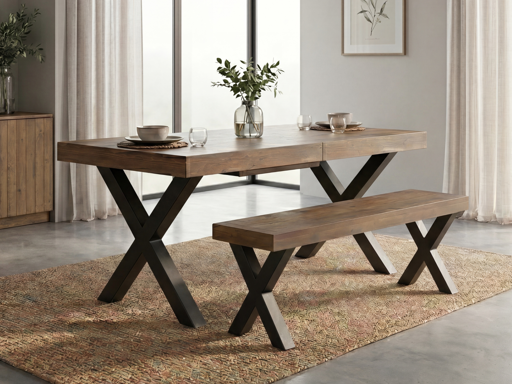 Brooklyn Extendable Cross Leg Dining Table (180cm - 240cm)