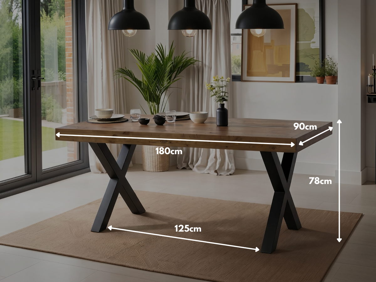 Brooklyn 180cm Fixed Top Cross Leg Dining Table