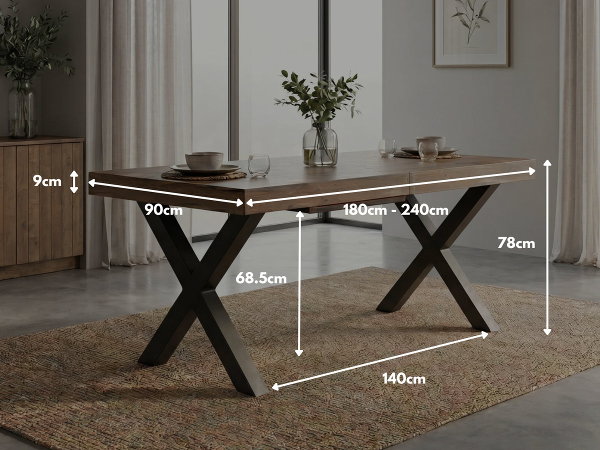 Brooklyn Extendable Cross Leg Dining Table (180cm - 240cm)