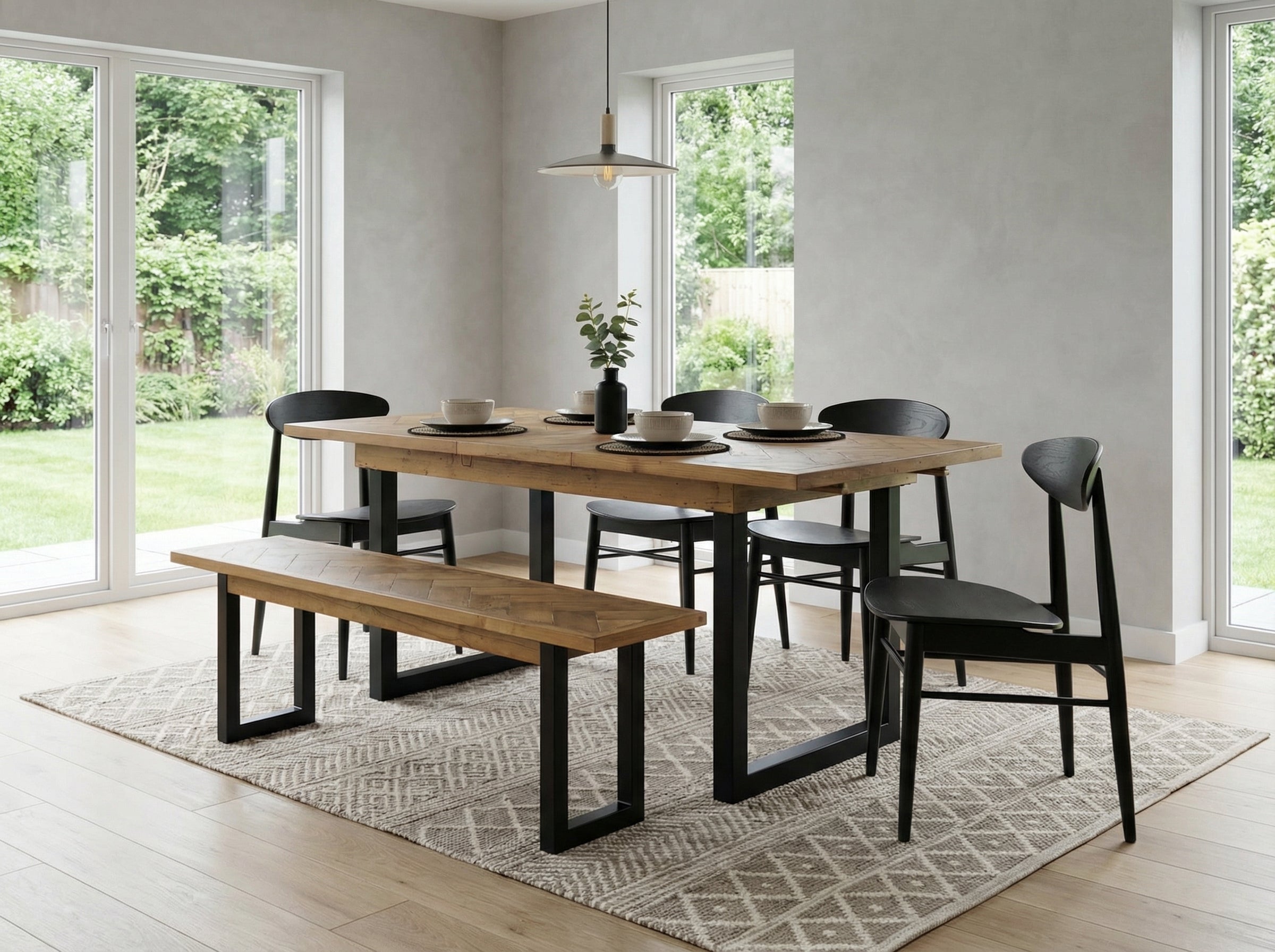 Tulsa Extendable Dining Table (140cm - 180cm) & Gabo Dining Chairs