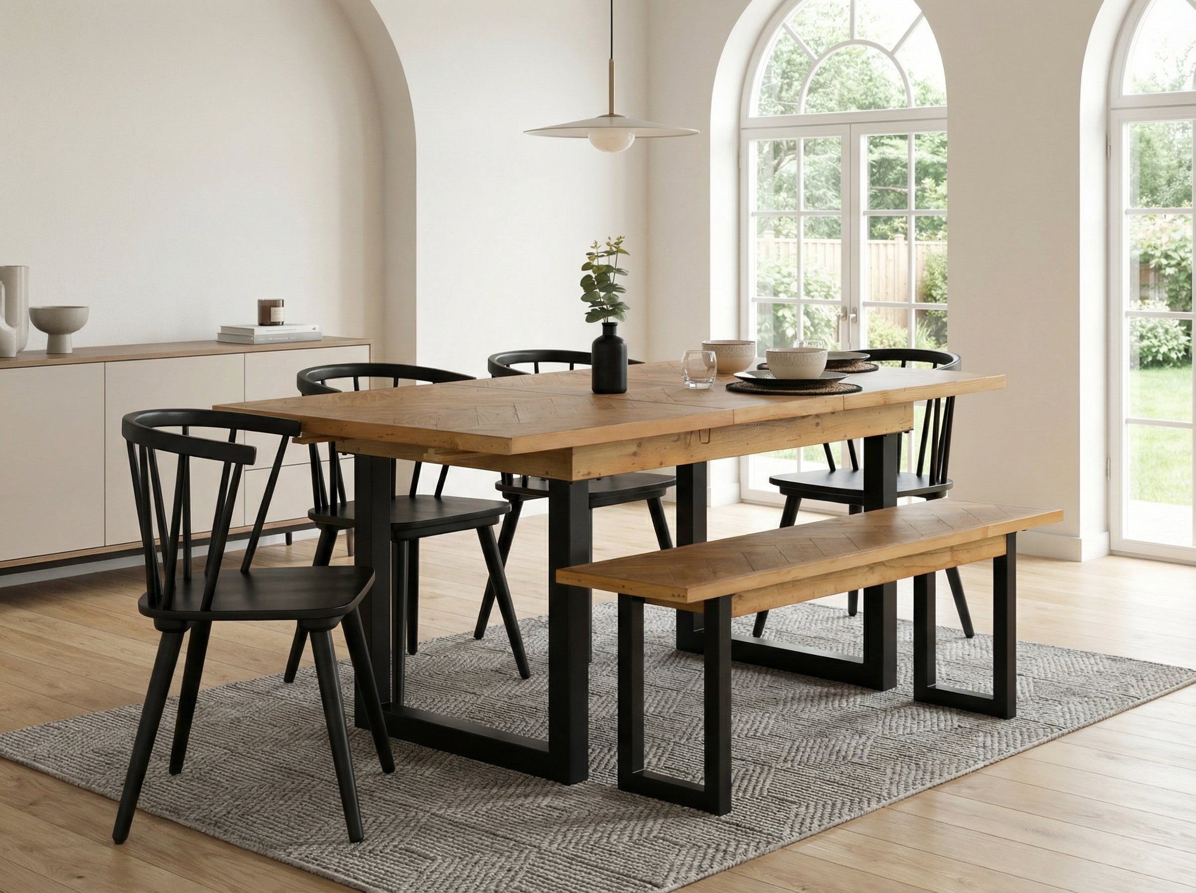 Tulsa Extendable Dining Table (140cm - 180cm) & Bogart Dining Chairs