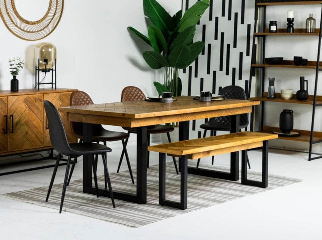 Tulsa 135cm Fixed Top Dining Table & Dining Bench