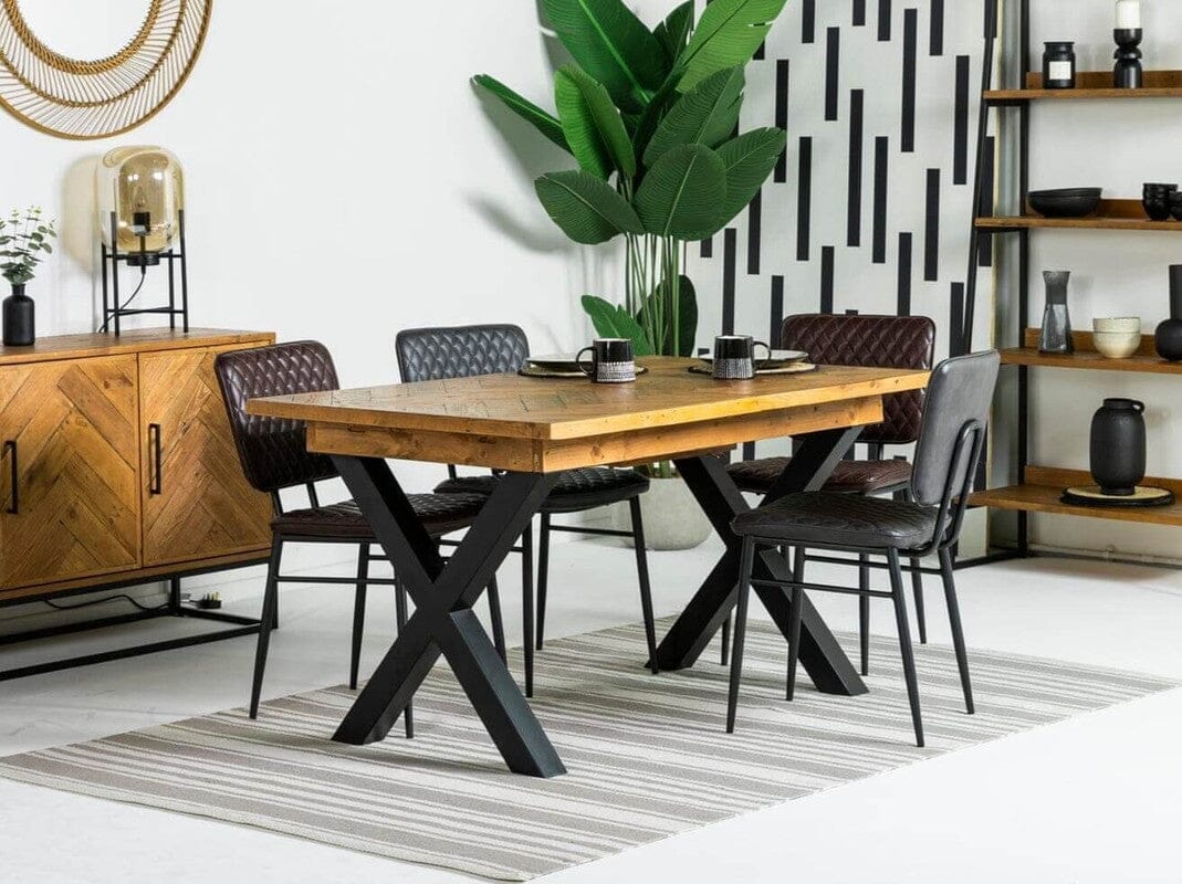 Tulsa Cross Leg Extendable Dining Table (140cm 180cm) Brown Houston  Dining Chairs