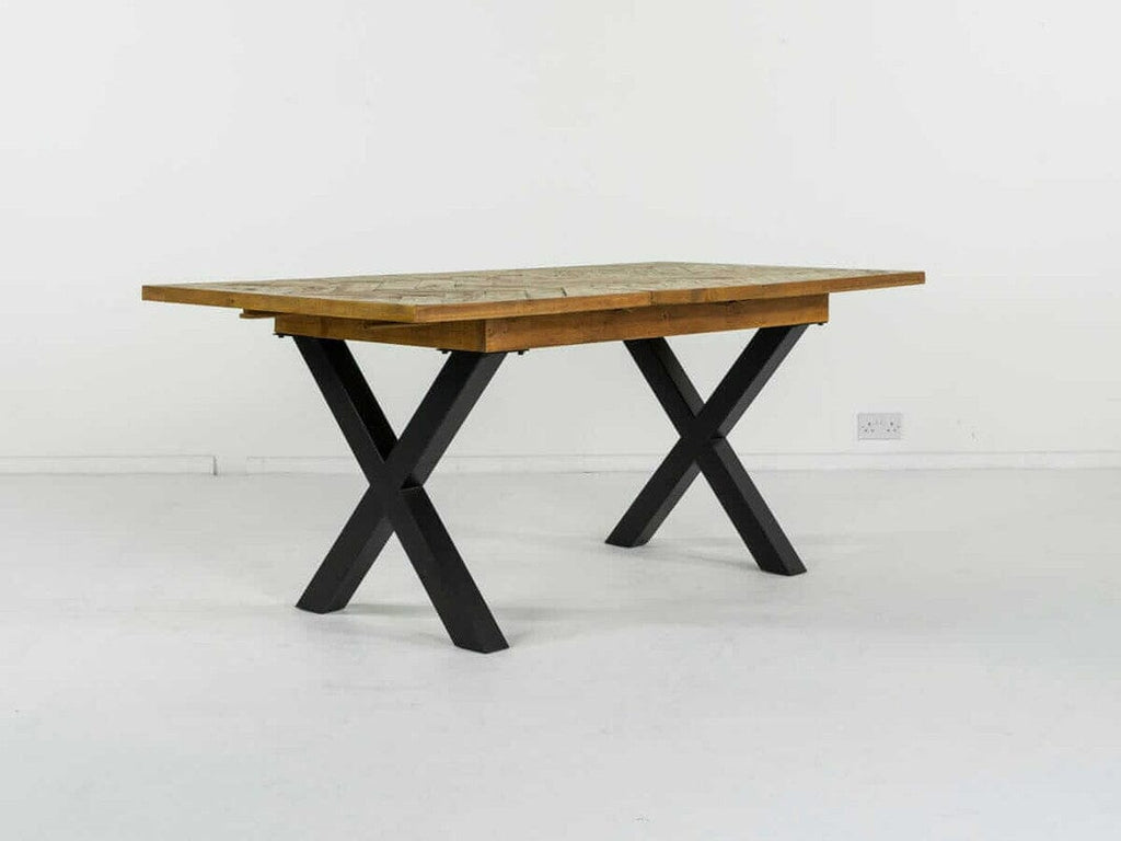 Tulsa Cross Leg Extendable Dining Table (140cm - 180cm) & Black Dallas Dining Chairs