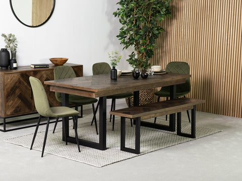 Tulsa Dark 180cm Fixed Top Dining Table & Alston Dining Chair