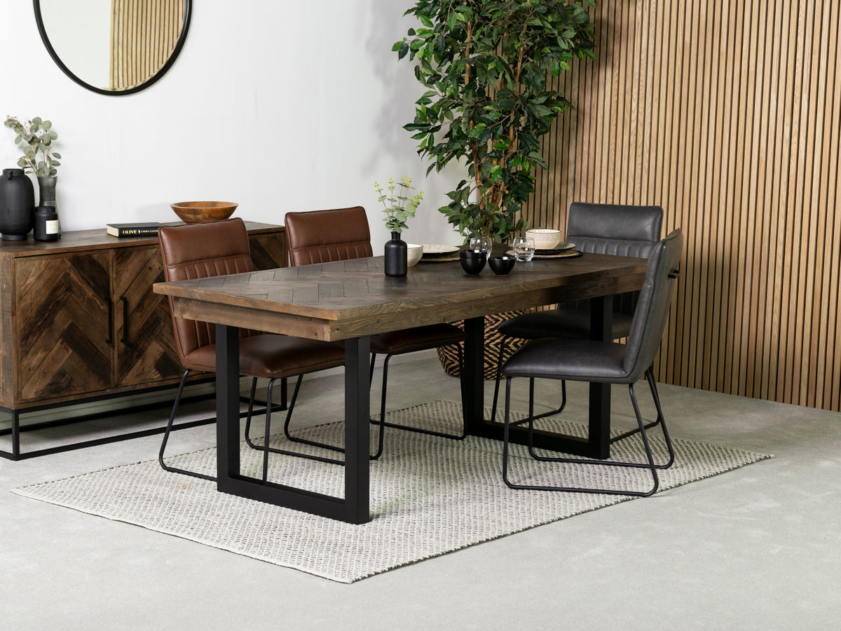 Tulsa Dark 180cm Fixed Top Dining Table & Grainger Grey Chair
