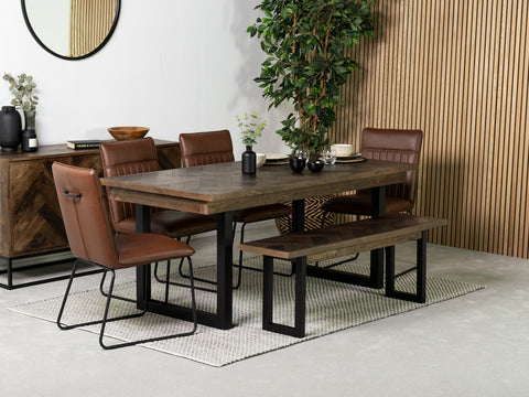 Tulsa Dark 180cm Fixed Top Dining Table & Grainger Brown Chair
