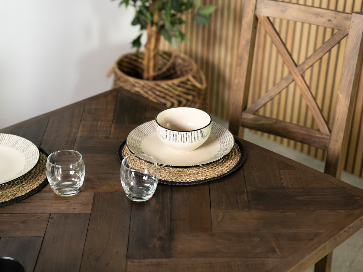 Tulsa Dark 180cm Fixed Top Dining Table & Houston Brown Chair