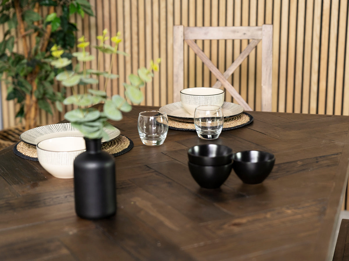 Tulsa Dark 180cm Fixed Top Dining Table & Houston Brown Chair