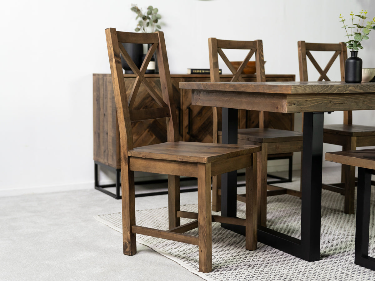 Tulsa Dark 135cm Fixed Top Dining Table & Tulsa Dark Cross Back Dining Chair