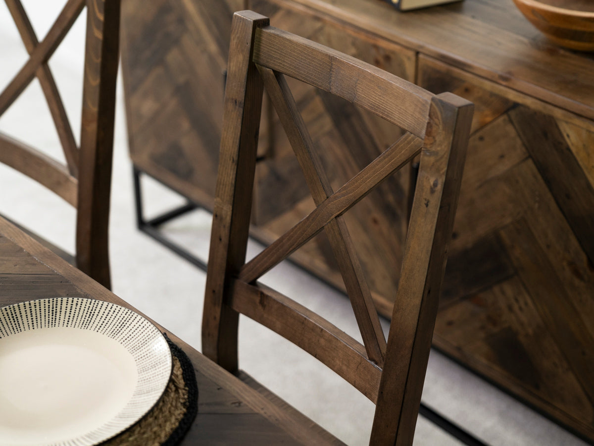 Tulsa Dark Extendable Dining Table (180cm - 240cm) & Tulsa Dark Cross Back Dining Chair