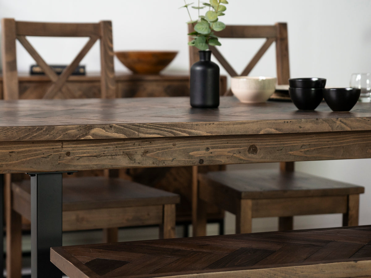 Tulsa Dark 180cm Fixed Top Dining Table & Bogart Black Dining Chair
