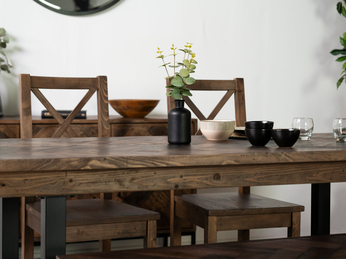Tulsa Dark 180cm Fixed Top Dining Table & Dallas Grey Dining Chair