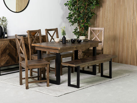 Tulsa Dark 135cm Fixed Top Dining Table & Tulsa Dark Cross Back Dining Chair