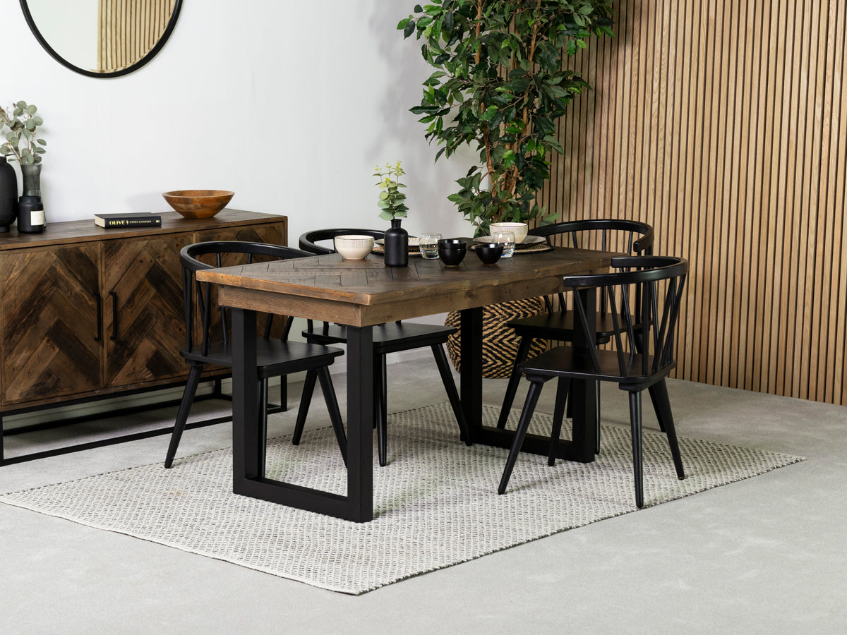 Tulsa Dark 135cm Fixed Top Dining Table & Bogart Dining Chair