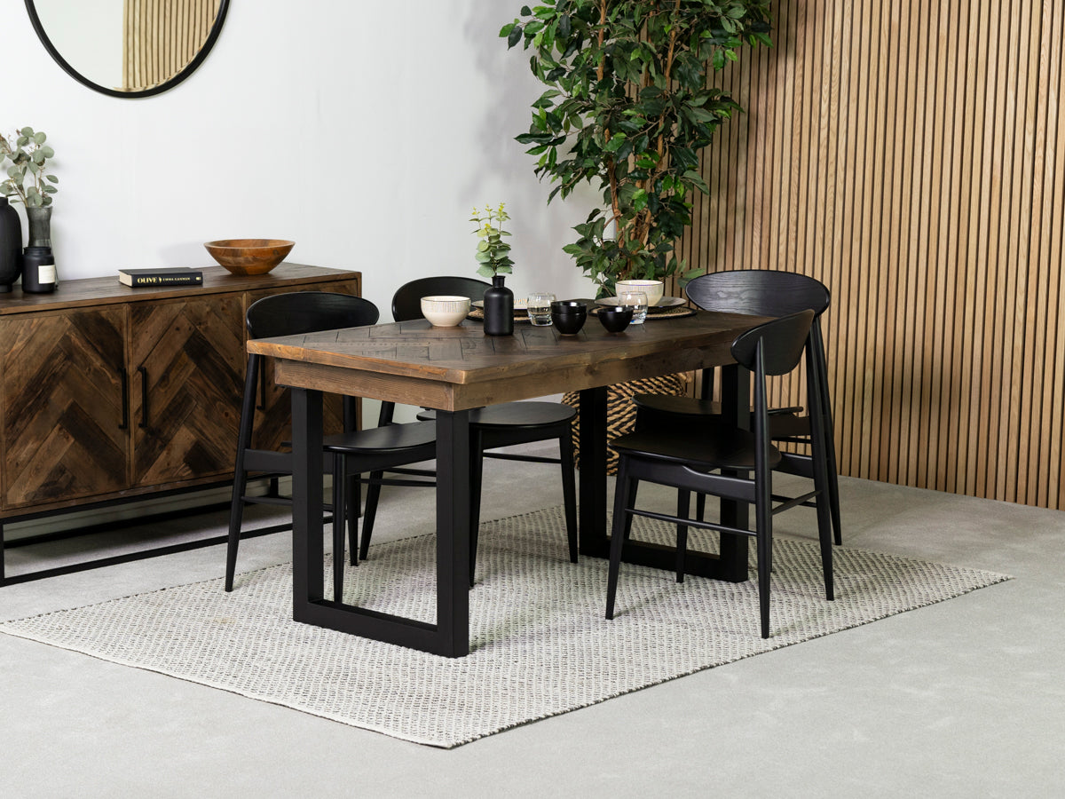 Tulsa Dark 135cm Fixed Top Dining Table & Gabo Dining Chair