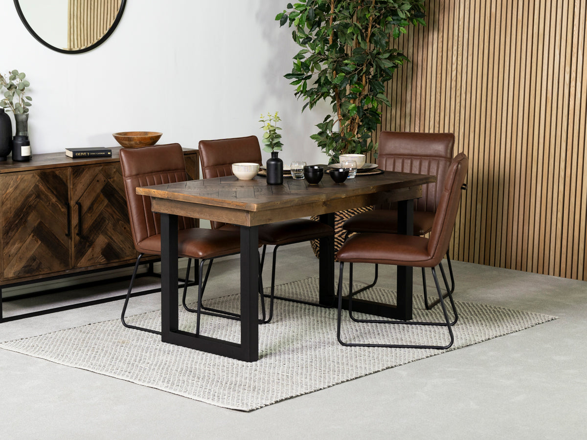 Tulsa Dark 135cm Fixed Top Dining Table & Grainger Brown Chair