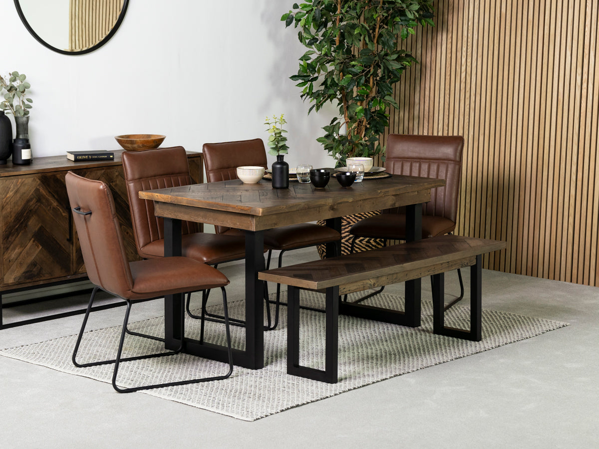 Tulsa Dark 135cm Fixed Top Dining Table & Grainger Brown Chair