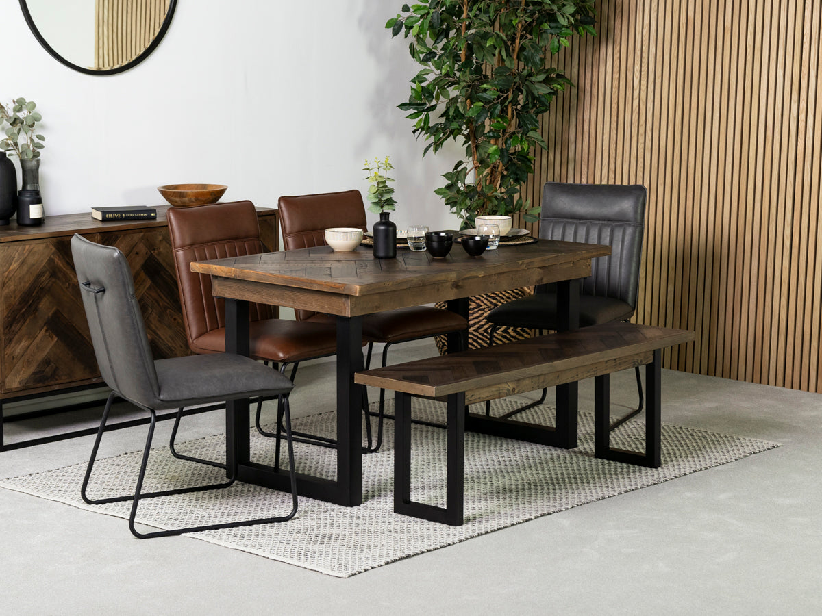 Tulsa Dark 135cm Fixed Top Dining Table & Grainger Grey Chair
