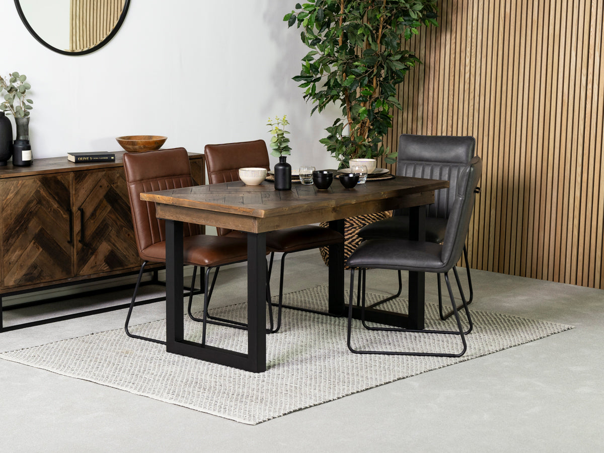Tulsa Dark 135cm Fixed Top Dining Table & Grainger Grey Chair