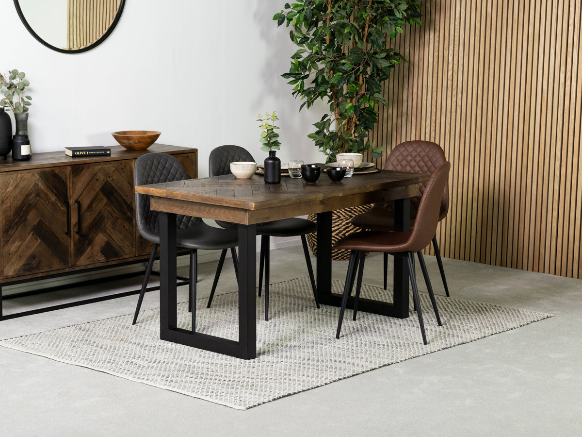 Tulsa Dark 135cm Fixed Top Dining Table & Dallas Grey Dining Chair
