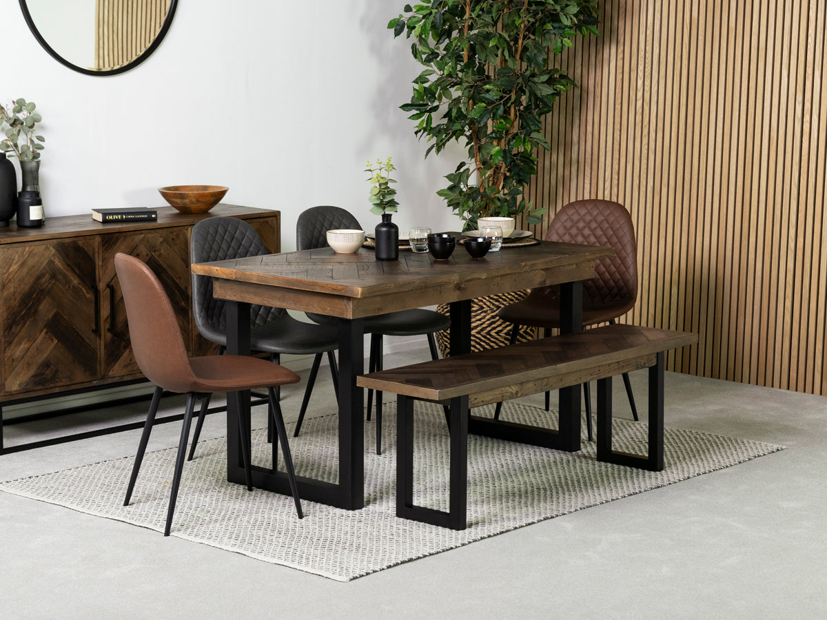 Tulsa Dark 135cm Fixed Top Dining Table & Dallas Grey Dining Chair