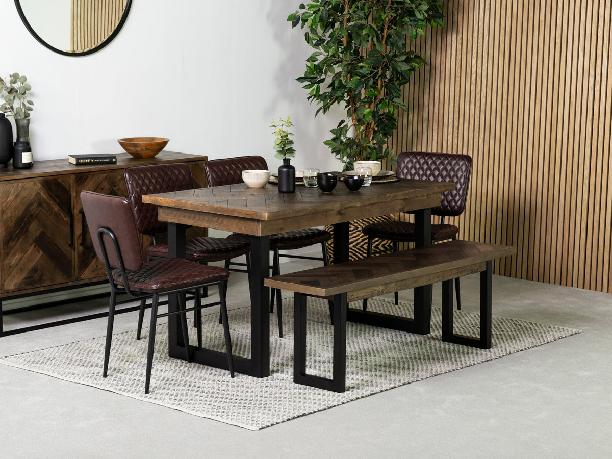 Tulsa Dark 135cm Fixed Top Dining Table & Houston Brown Dining Chair