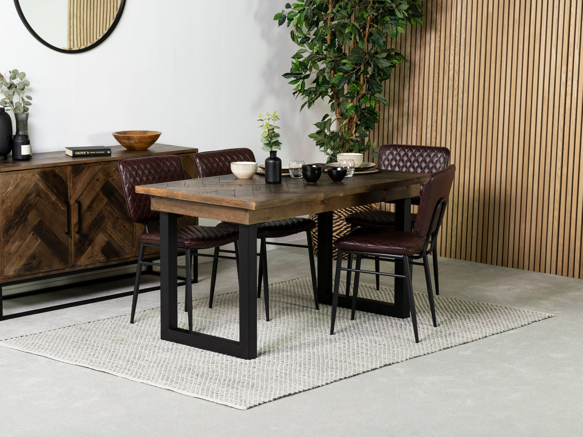 Tulsa Dark 135cm Fixed Top Dining Table & Houston Brown Dining Chair