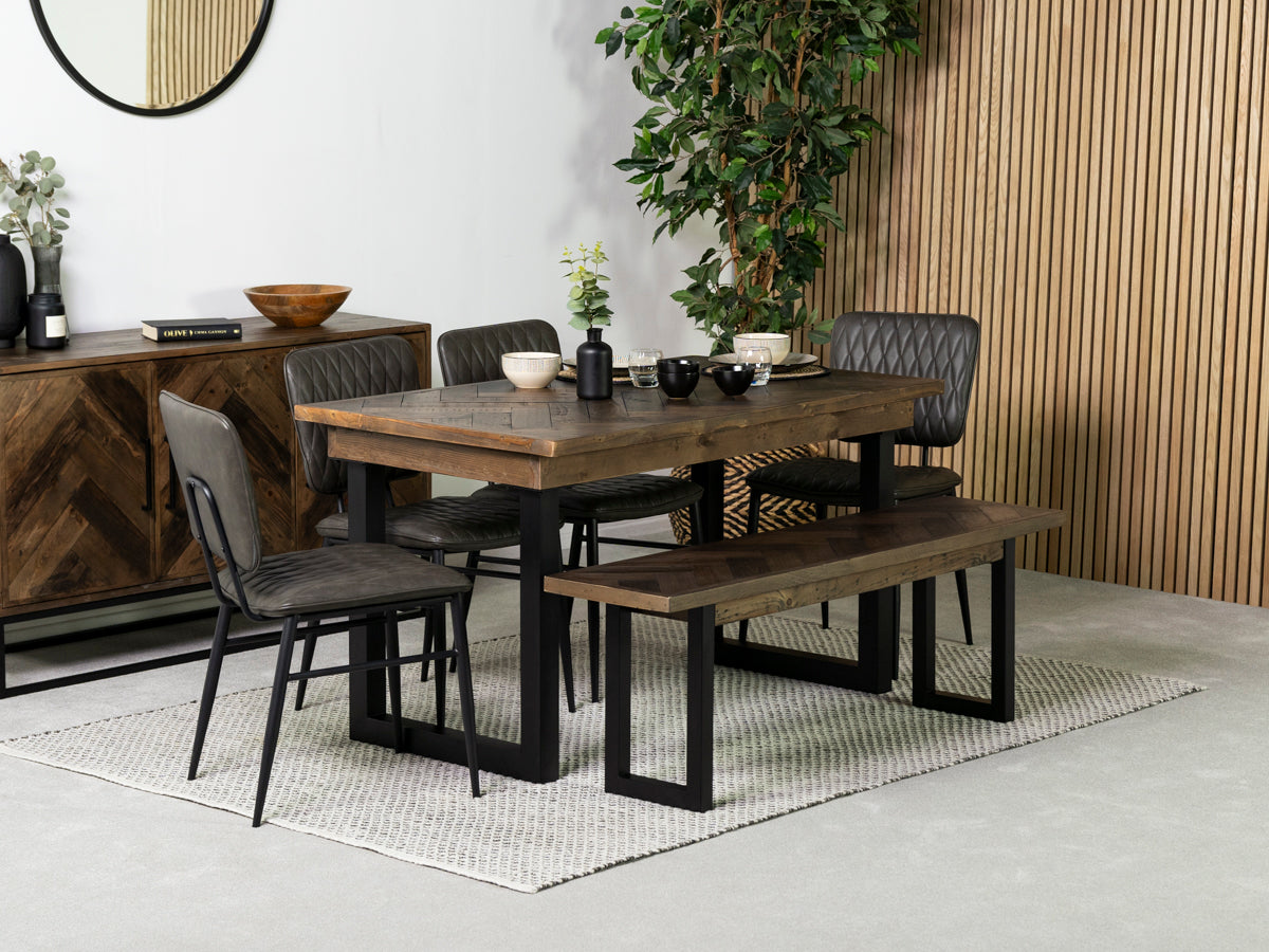 Tulsa Dark 135cm Fixed Top Dining Table & Houston Grey Dining Chair