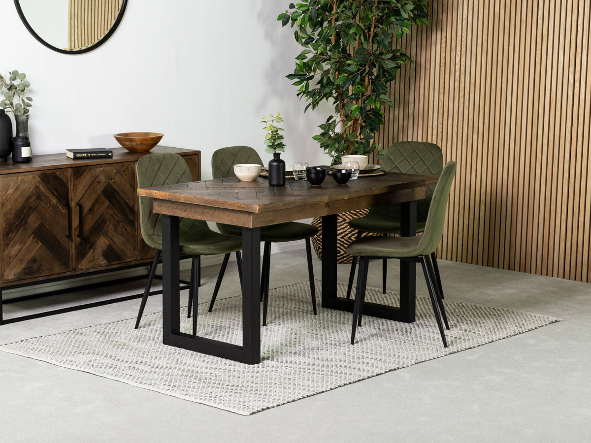 Tulsa Dark 135cm Fixed Top Dining Table & Alston Dining Chair