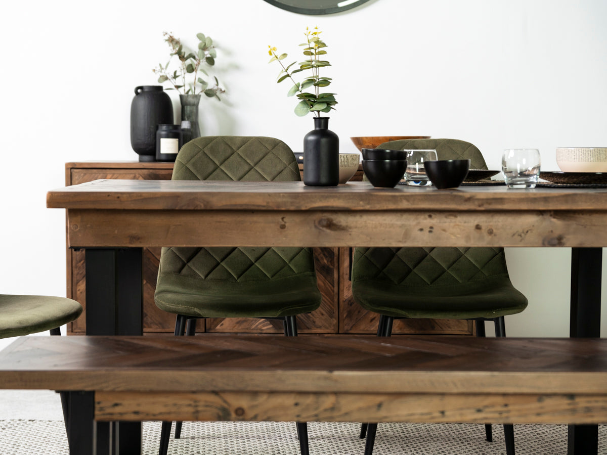 Tulsa Dark 135cm Fixed Top Dining Table & Houston Brown Dining Chair