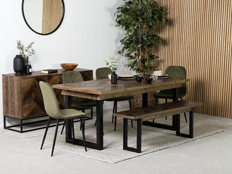 Tulsa Dark Extendable Dining Table (180cm - 240cm) & Alston Dining Chair