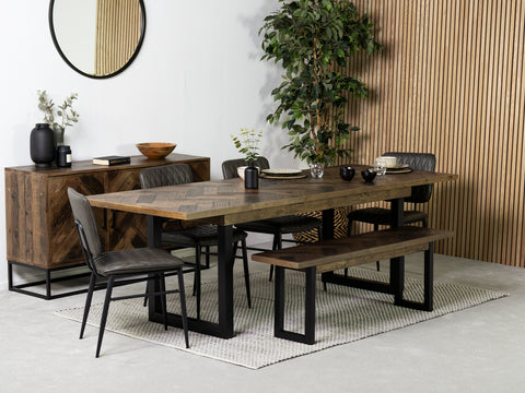 Tulsa Dark Extendable Dining Table (180cm - 240cm) & Houston Grey Dining Chair