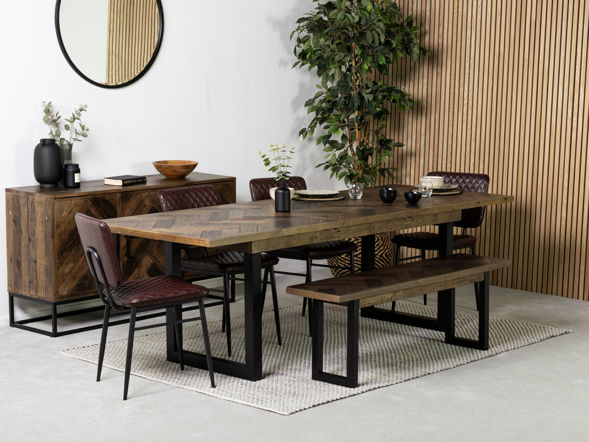 Tulsa Dark Extendable Dining Table (180cm - 240cm) & Houston Brown Dining Chair