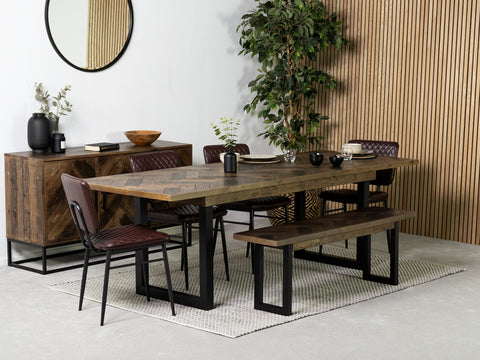 Tulsa Dark Extendable Dining Table (180cm - 240cm) & Houston Brown Dining Chair