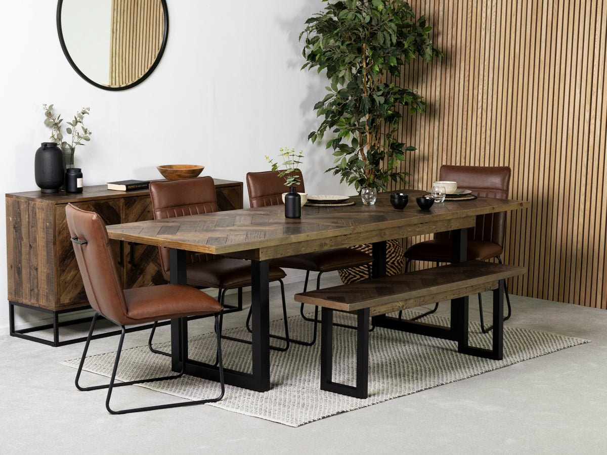 Tulsa Dark Extendable Dining Table (180cm - 240cm) & Grainger Brown Dining Chair