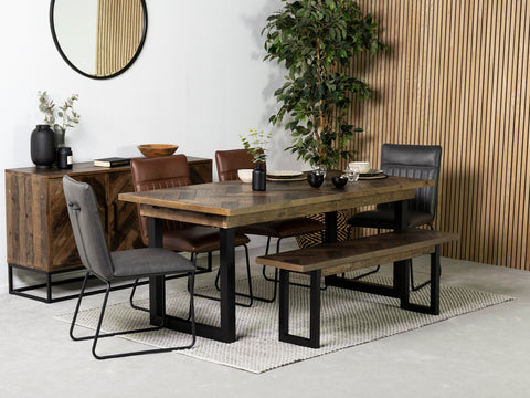 Tulsa Dark Extendable Dining Table (180cm - 240cm) & Grainger Grey Dining Chair