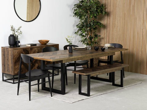 Tulsa Dark Extendable Dining Table (180cm - 240cm) & Gabo Black Dining Chair