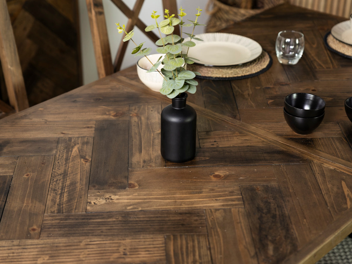 Tulsa Dark Extendable Dining Table (180cm - 240cm) & Dallas Brown Dining Chair
