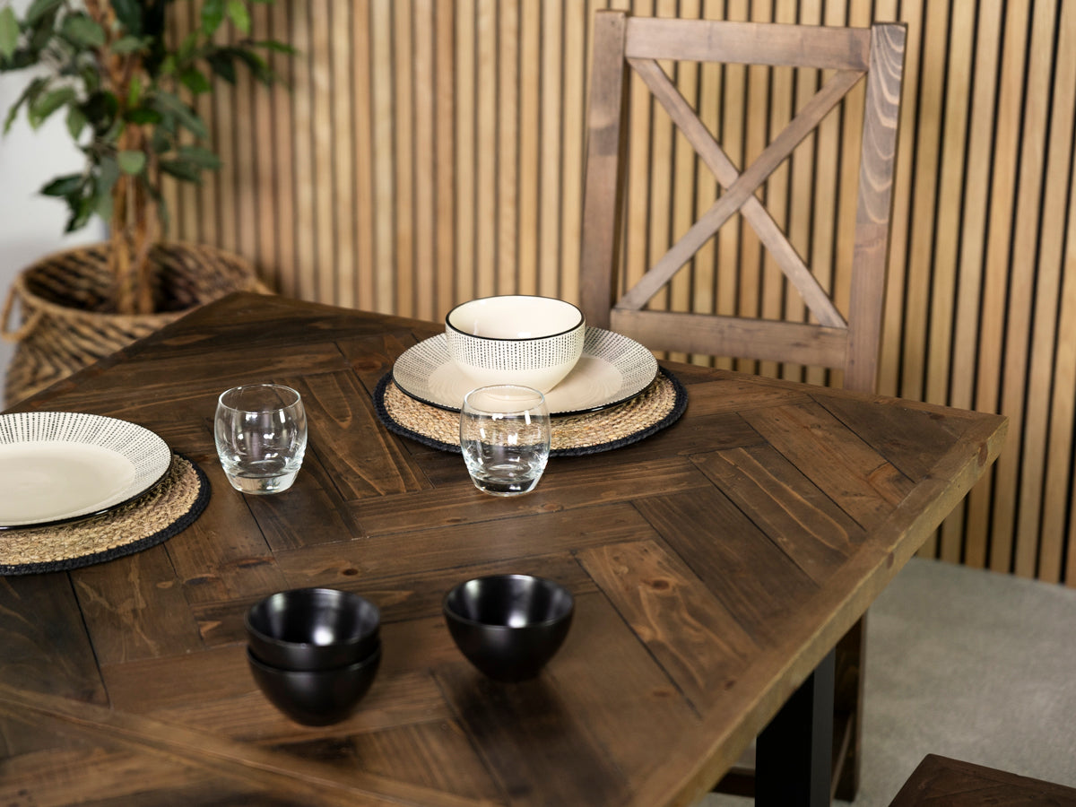 Tulsa Dark Extendable Dining Table (180cm - 240cm) & Auburn Grey Dining Chair