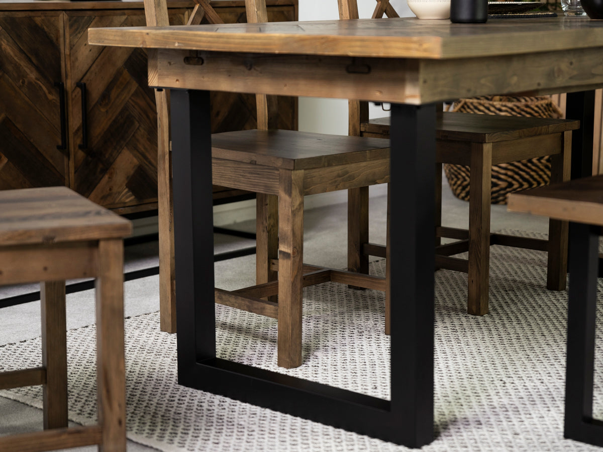 Tulsa Dark Extendable Dining Table (180cm - 240cm) & Dallas Brown Dining Chair