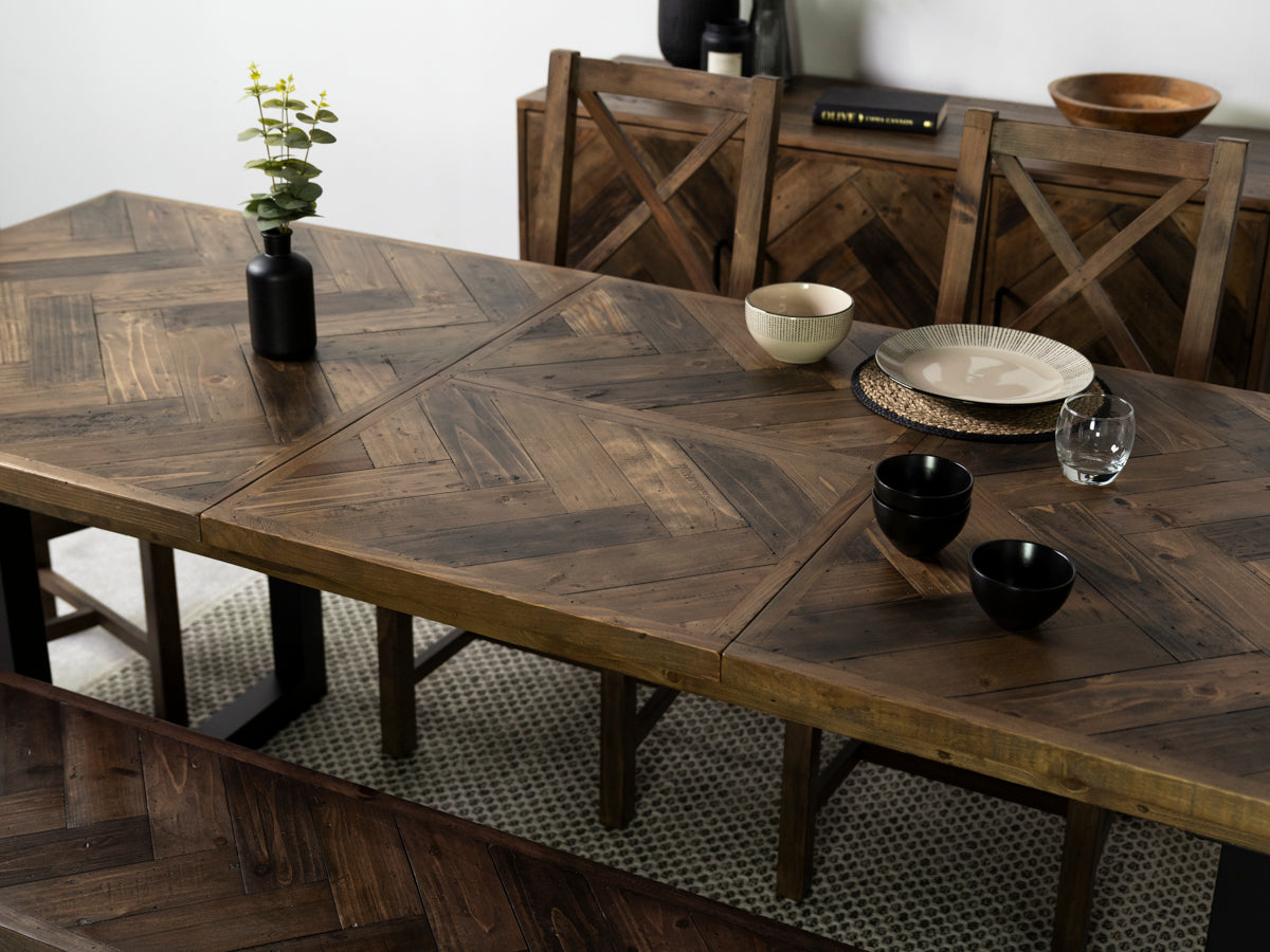 Tulsa Dark Extendable Dining Table (180cm - 240cm) & Dallas Brown Dining Chair