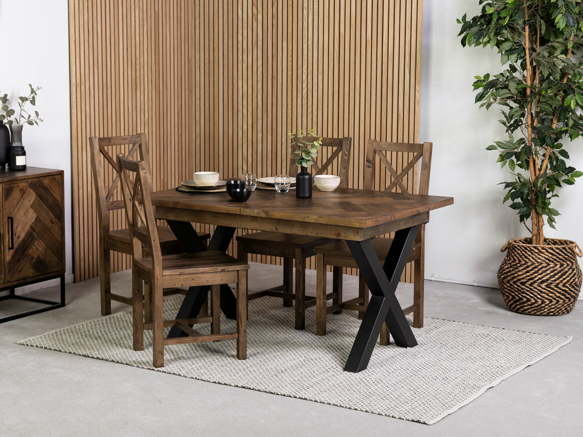 Tulsa Dark Cross Leg Extendable Dining Table (140cm - 180cm)