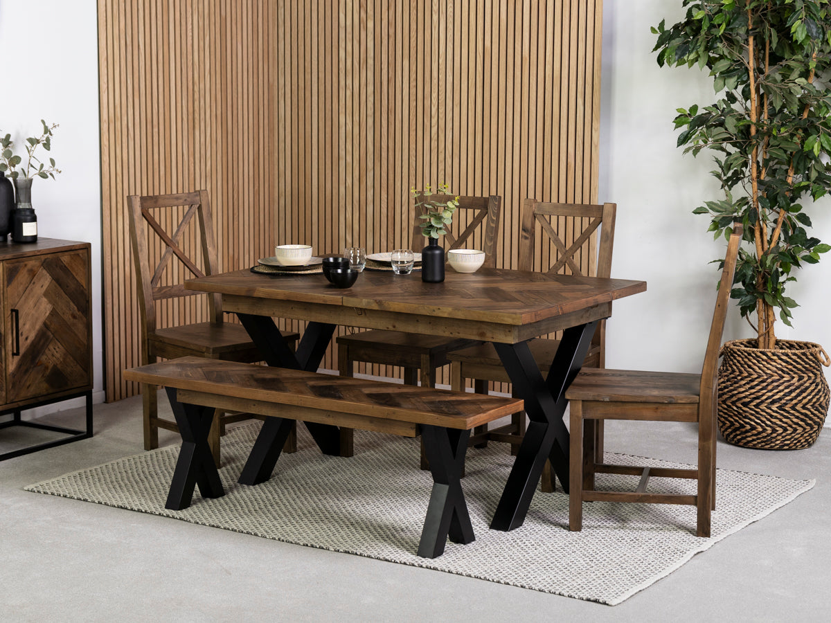Tulsa Dark Cross Leg Extendable Dining Table (140cm - 180cm)