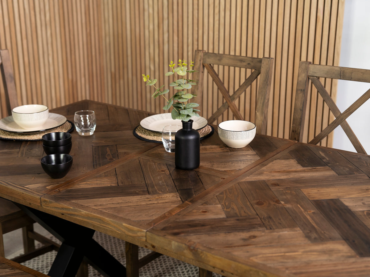 Tulsa Dark Cross Leg Extendable Dining Table (140cm - 180cm)