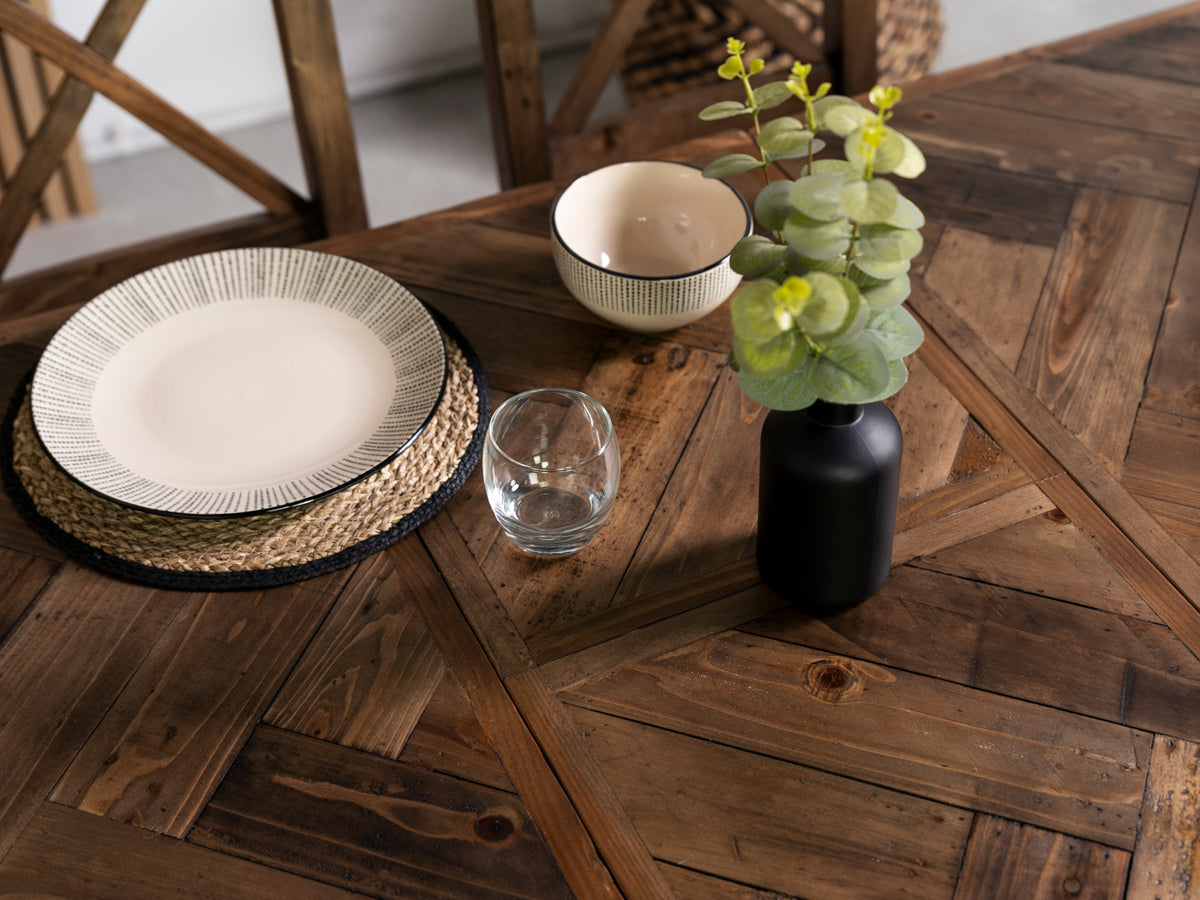 Tulsa Dark Cross Leg Extendable Dining Table (140cm - 180cm)