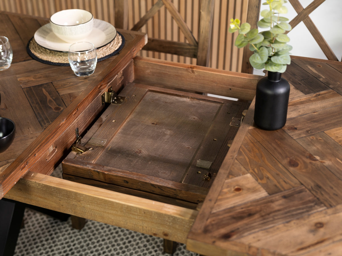 Tulsa Dark Cross Leg Extendable Dining Table (140cm - 180cm)