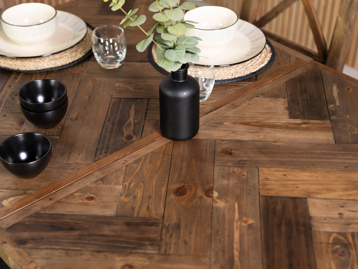 Tulsa Dark Cross Leg Extendable Dining Table (140cm - 180cm) & Tulsa Dark Cross Back Dining Chair