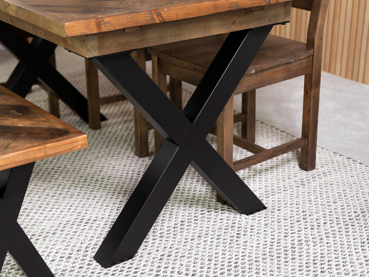 Tulsa Dark Cross Leg Extendable Dining Table (140cm - 180cm) & Tulsa Dark Cross Back Dining Chair